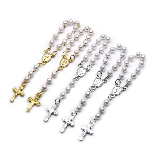 KAHDGSS 5PCS Glasperlen Perlen Handkette Katholische Armbänder Heilige Bodenmedaille Christliches Heiliges Religiöses Geschenk Rosenkränze von KAHDGSS