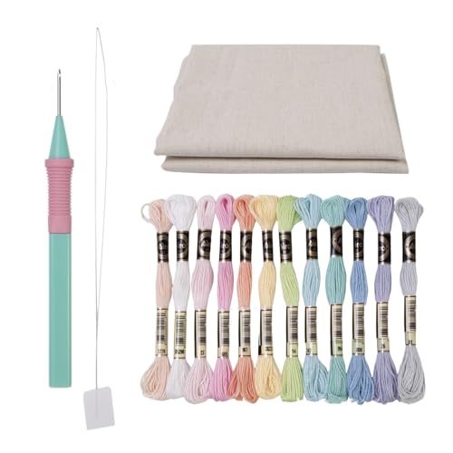 KAHDGSS Stanznadel-Set für Erwachsene, Stickerei, Handwerk, inkl. Stickstift, 12 Farben, Stickerei, Stoffeinfädler von KAHDGSS