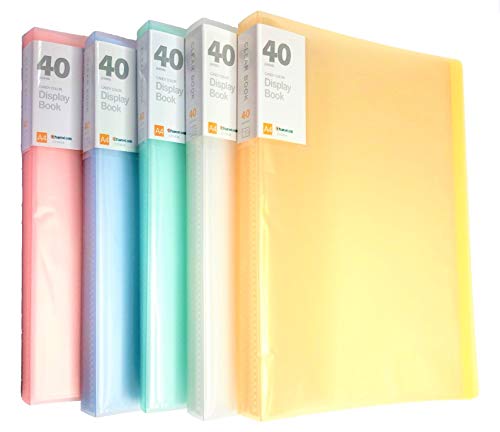 KAHEIGN 5Pcs A4 PP Sichtbuch, 40 transparente Taschen Präsentationsbuch aus massivem Polypropylen Projektordner Präsentationsordner Klare Abdeckung für Broschüren Berichte Zertifikate (5 Farben) von KAHEIGN