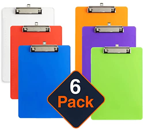 KAHEIGN 6Pcs Klemmbretter A4 Kunststoff Klemmbrett Schreibbrett mit Metalklemme und Aufhängeose, Robust Papierhalter Clipboard DIN A4 Schreibblock (31.5 x 22.5cm) von KAHEIGN