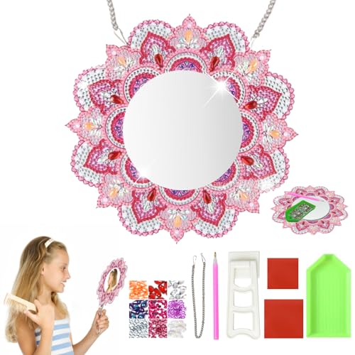 5D Diamond Painting Spiegel, Mandala Schminkspiegel Bastelset, Diamond Painting Kinder für DIY, Mädchen Geschenke 5 6 7 8 9 10 11 12 Jahre für die Dekoration von Wänden in der Wohnung von KAHOUI