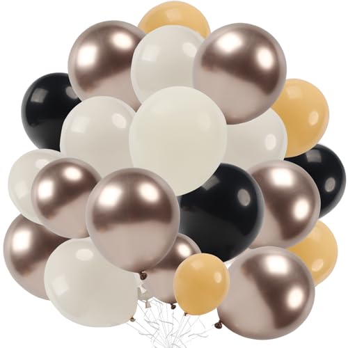 60 Stück Luftballons Geburtstag, 12 Zoll Luftballons Hochzeit Beige Weiß, Bunte Doppelt Gefüllte Ballons Geburtstag, Ballons Hochzeit Creme Weiß, Latex Luftballon für Hochzeiten Dekorationen von KAHOUI