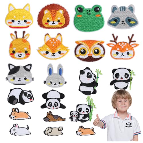 Patches Zum Aufbügeln, 20 Pieces Bügelflicken Kinder, Animal Patches, Flicken Zum Aufbügeln Kinder, Embroidered Patches for Trousers, Jeans, Shirts, Clothing and Crafts von KAHOUI