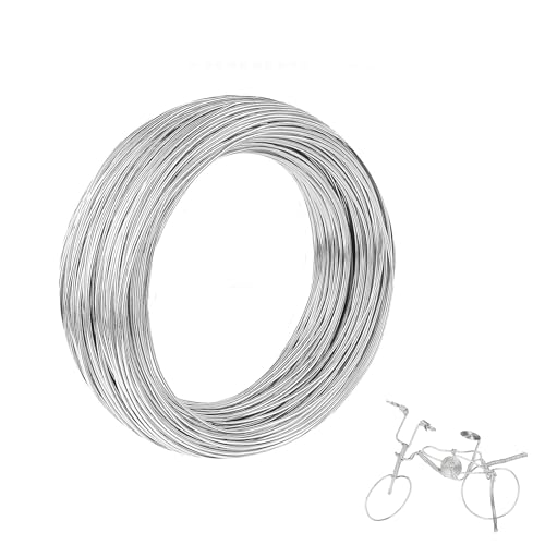 Aluminium Handwerk Draht,30 Meter Blumendraht Schmuck PerleCraft Wire Draht 1mm Biegsam DIY Florist Draht Silberner Aluminium für Kranz Armband Ohrring Halskette Fahrrad Modellierung Skelett von KAIAIWLUO