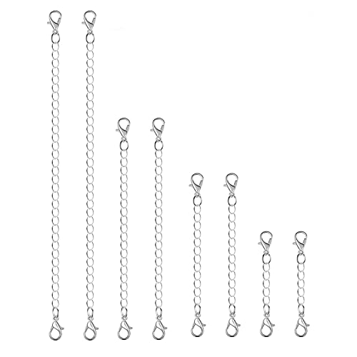 KAIAIWLUO Kettenverlängerung Silber,8 Stück Halskette Extender Schmuckverlängerungen für Halsketten Halskettenverlängerungen für Halskette Armbänder und Schmuckherstellung von KAIAIWLUO