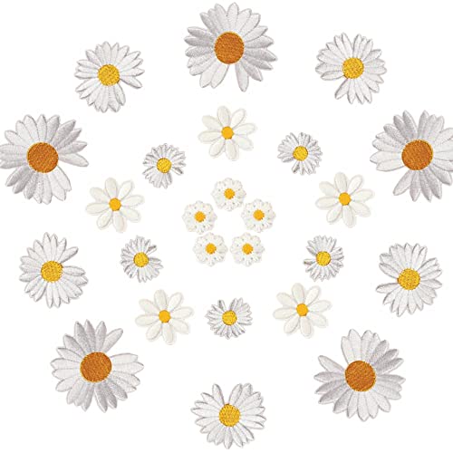 Stickerei Sonnenblume Gänseblümchen,10 PCS Gänseblümchen Blume Patches Gestickte Applikationen zum Aufnähen Applikationen zum Aufnähen für Kleidung Jeans und DIY Reparatur von KAIAIWLUO