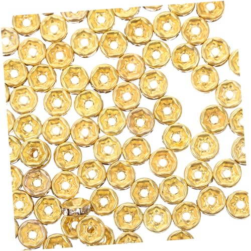 200St Raddistanzwulst Perlmuttknöpfe Silber Bausätze Reize Strass- schmuck herstellen edelsteine emlyn gems DIY-Perlenverzierung dekorative Bastelperle Legierung Golden KAILIKETIY von KAILIKETIY