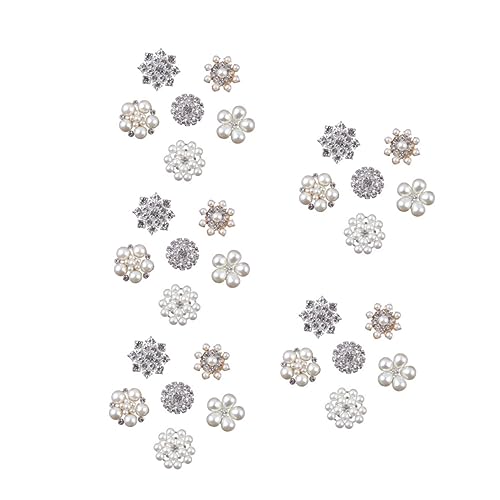 KAILIKETIY 1 Set / 30 Stück Legierung Flache Basis Strass Perlen Zubehör DIY Patch Für Frauen Brosche Haarnadel Haarband Handyhülle Zubehör (mixed Style) von KAILIKETIY