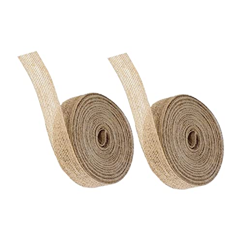 KAILIKETIY 2 Rollen Schnur-Gurtband-Dekoration Hochzeits Einladung Girlande Streamer Sackleinen Party Gold seidenband ribbon dekoratives Band Blumenverpackungsband natürliche Jute Light Brown von KAILIKETIY