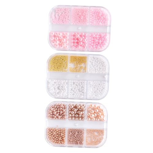 KAILIKETIY 3 Kisten Nagelperlen Masse Ornamente Basteln Kunst Schmuck für Aufkleber apfelding nail decoration Nagelschmuck nail set the Nagelstecker in Perlenform Nagelverzierung Plastik von KAILIKETIY