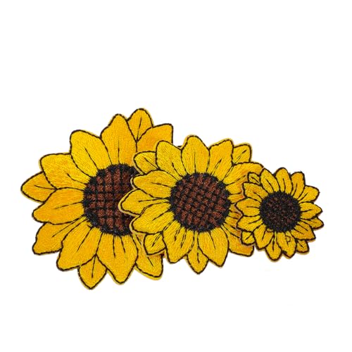 KAILIKETIY 3St Stickaufkleber Stickerei Aufnäher aus Baumwolle Sonnenblumen-Stickapplikation bunt Zubehör Cool stoffaufkleber bügelei Blumenbeet selber machen Kleidung & Accessoires Stickgarn von KAILIKETIY