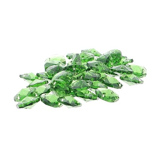 KAILIKETIY 40St Achteckige Doppellochperlen Prismen Würfel dekoration streudekor halloween bastel dekoartikel Perlensets Perlen zur Herstellung von Armbändern Glas Kristall Green von KAILIKETIY