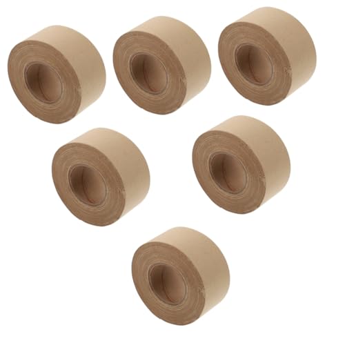 KAILIKETIY 6 Pcs Klebeband Aus Kraftpapier Patch Karton Butyl Wasseraktiviertes Rahmenband Nachfüllungen Wasseraktiviertes Klebeband Kern Spender Maskierung Wasserdicht Gold Verstärkt Straße von KAILIKETIY