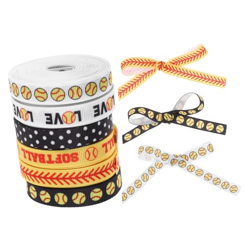 KAILIKETIY 6 Rollen Baseball Band Baseball Druckbänder Sportbänder Cheerleader Spirit Band Bänder Zum Basteln Baseball Hängeband Baseball Geschenkband Geschenkband Polyester von KAILIKETIY