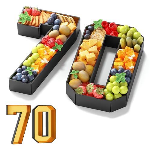 Pappnummern für Charcuterie, befüllbar, 34 cm, schwarz, gold, Pappmaché, Zahlenform, Cupcake-Förmchen, Behälter, Behälter für Lebensmittel, Süßigkeiten, 70. Geburtstag, Party-Dekoration, Jahrestag, 70 Pappnummern für Charcuterie, befüllbar, 34 cm, schwarz, gold, Pappmaché, Zahlenform, Cupcake-Förmchen, Behälter, Behälter für Lebensmittel, Süßigkeiten, 70. Geburtstag, Party-Dekoration, Jahrestag, 70 von KAINSY