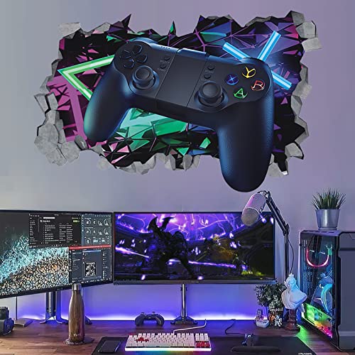 KAIRNE 3D Wandtattoo Gamer,Wandtattoo Kinderzimmer Jungen,Bunte Gamer Poster,Gaming Wandbild für Schlafzimmer,Wandtattoo Junge Teenager,Videospiel Wandstikcer für Jugendzimmer Deko Geschenk von KAIRNE