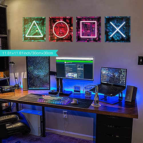 KAIRNE 4 Stück 3D Wandtattoo Gamer,Moderne Poster Gamer,Wandtattoo Kinderzimmer Jungen,Bunte Gaming Wandbild,Wandtattoo Junge Teenager,Videospiel Wandstikcer für Schlafzimmer Deko Geschenk,30×30CM von KAIRNE