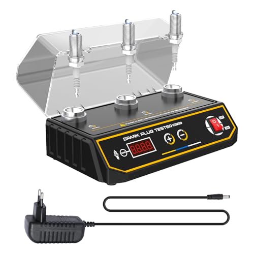 3-Loch Zündkerzen Tester, 220 V Zündfunkenprüfer mit LCD-Display, Zündungsprüfer einstellbare Arbeitsfrequenz 200~9000rmp, Spark Plug Tester Einstellbare Testlochhöhe für alle 12V Fahrzeug von KAISAL