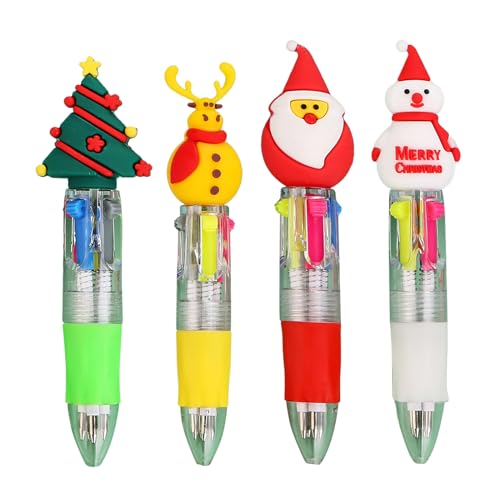 KAIXINXIN Weihnachts-Kugelschreiber, mehrfarbig, 4-in-1, einziehbarer Kugelschreiber für Kinder, 3/4 Stück von KAIXINXIN
