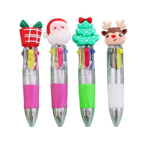 KAIXINXIN Weihnachts-Kugelschreiber, mehrfarbig, 4-in-1, einziehbarer Kugelschreiber für Kinder, 3/4 Stück von KAIXINXIN
