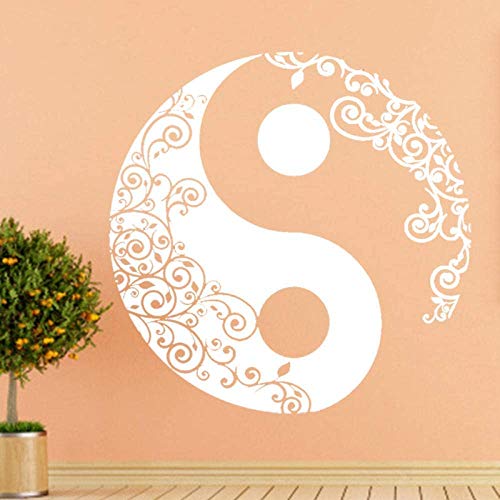 Entfernbarer Vinyl-Wandtattoo für Zuhause mit Mandala, Buddha, Yin Yang, Blumen, Yoga-Meditation, 56x56 cm Weiß. Mit einem Motiv wie Lieblings-Wandtattoo oder schwarzes von KAIYUANS