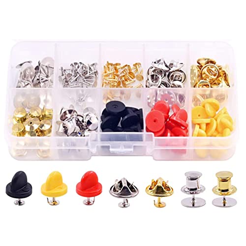 150 Stück/Box Kupplung Krawattennadeln Sortiment Set Keeper Lock für Schmetterling Pin Gummi Pin Rückseite für Brosche Manschettenknöpfe Gummi Pin Verschlüsse sortiert für Anstecknadeln von KAKASEA