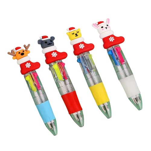 3/4 Stück Weihnachts-Stift, einziehbarer Kugelschreiber, mehrfarbig, für Weihnachten, Kinder, Studenten, Klasse Belohnung von KAKASEA