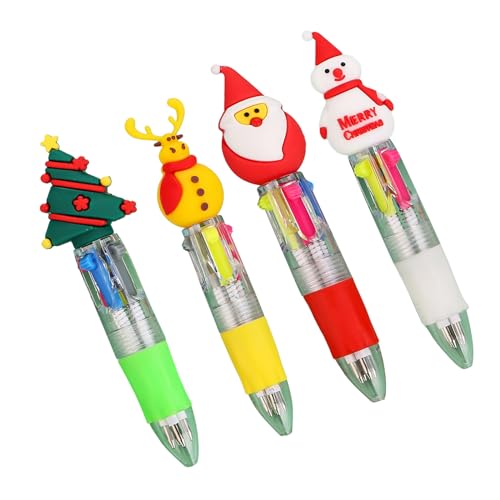 3/4 Stück Weihnachts-Stift, einziehbarer Kugelschreiber, mehrfarbig, für Weihnachten, Kinder, Studenten, Klasse Belohnung von KAKASEA