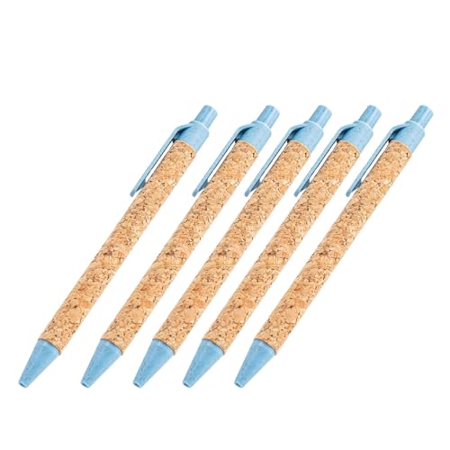 KAKASEA 5 Stück einziehbarer Kugelschreiber, 1,0 mm, Holzmaserung, Schreibwaren, Zubehör für Schüler, Lehrer von KAKASEA