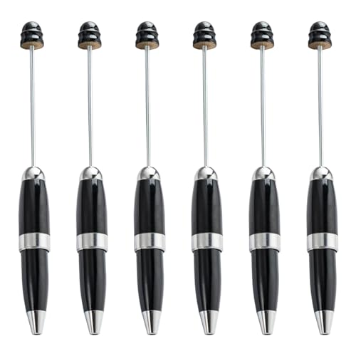 KAKASEA 6 x Perlen-Kugelschreiber, 1,0 mm, Metall, Schreibwaren-Stift, Perlen-Rollerball für Schule, Büro von KAKASEA