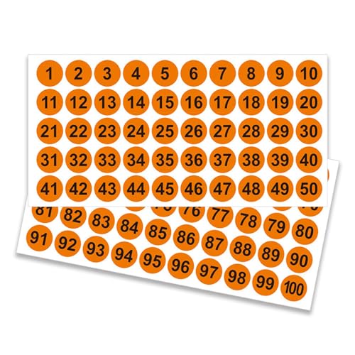 Zahlenaufkleber, rund, 25 mm, für Bürospinde, Aktenordner, Klassifizierung, 50 Blatt, 1-100 Stück von KAKASEA