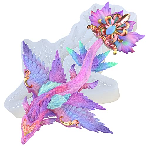 KAKIWYHHH Magical Sky Dragon 3D Epoxidharz Silikonform für Fondant Zucker Handwerk Kuchen Topper Dekorieren Polymer Clay Putz von KAKIWYHHH