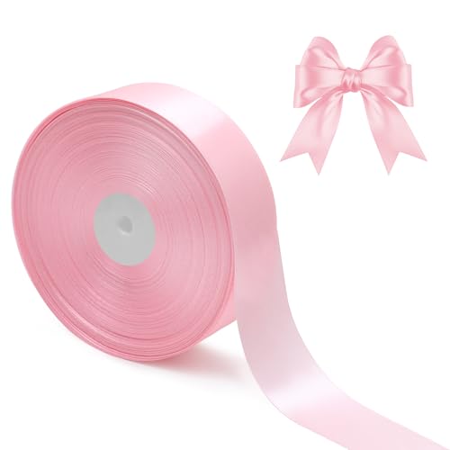 Pinkes Satinband, 3,8 cm, 91,4 m, Stoffband für Geschenkverpackungen, Satinband für Blumenstrauß, Hochzeit, Party, Heimdekoration von KAKURUMA