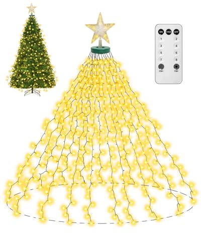 KALAHOL Lichterkette Weihnachtsbaum, 400 LED, 2 m x 16 Stränge, Weihnachtsbaum Lichterkette, IP44 wasserdicht, 8 Modi, Christbaumbeleuchtung Drinnen Außen Licht Leiste Weihnachten Dekoration-Warmweiße von KALAHOL