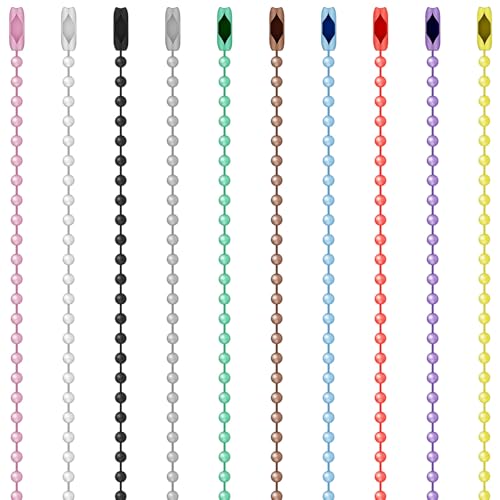 100 Stück Bunte Kugelkette, Metall Kette Für Schlüsselanhänger, Hängekette mit Verbindern, Kugelkettenverbinder für Schmuckherstellung Halsketten Armbänder Schlüsselanhänger, Hängende Ornamente von KALIONE