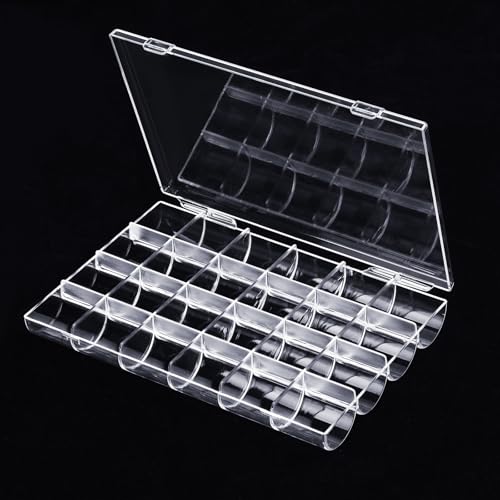 24 Gitter transparente Sortierboxen für Kleinteile, Plastik Aufbewahrungsbox mit Fächern, Schmuck Kleinteile Organizer, Box mit FäChern und Deckel für Ohrringen, Perlen, Schrauben, Bügelperlen von KALIONE