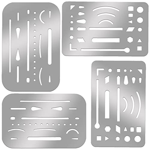 4 Stück Radiergummi Schild Radiergummi Vorlage Edelstahl Löschen Schild Metall Zeichenschablone Schild Zeichnung Werkzeuge für mechanische Design von KALIONE