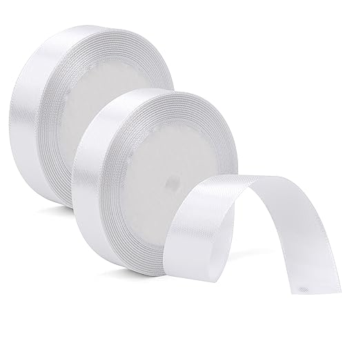 44m x 2cm Satinband Weiss, Schleifenband weiß Dekoband weiß Geschenkband, weißes Band, weißes Band zum Verpacken von Geschenken, Satinband für Hochzeitsgeschenk, Band für Geschenk-Party-Dekoration von KALIONE