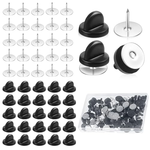 50 Paar Pin Backs, Pin-Rückseiten mit Pins Pin-Rückseiten zum Basteln Blanko Pins mit Pin-Rückseite Gummi-Pin-Rückseite Blanko-Pins für Abzeichen Brosche Pin-Rückseite Halterverschluss von KALIONE