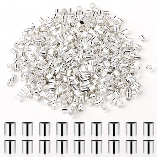 500pcs Quetschperlen für Schmuckherstellung, Quetschperlen Kette Verschluss Crimp Tube Perlen, um die Enden von Schmuck Strings crimp Perlen für Armbänder Halsketten DIY handgemachten Schmuck von KALIONE