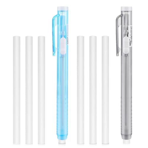 8 Stück Radiergummi Set im Stiftstil, 2 Stück Radierstift mit 6 Stück Ersatz-Radiergummi-Nachfüllungen, mechanische Radierstifte zum Zeichnen Skizzieren Zeichnen (blau, grau) von KALIONE