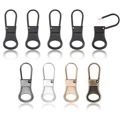 9 Stück Ersatzteile Reißverschluss Zipper Pull Metall Zipper Pull Abnehmbares Reißverschluss Anhänger Reißverschluss Ersatz Reissverschluss Reparatur Set Replacement Metal Zipper Handle für Jeans von KALIONE