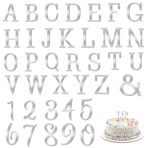 Acryl Zahlen Kuchenaufsatz, Acryl Buchstaben Kuchenaufsatz, Acryl Kuchen Alphabet Zahlen Aufsatz, Verspiegeltes Silber, DIY Cupcake Topper, Kuchenbuchstaben, Silberne Buchstaben, Acryl Buchstaben von KALIONE