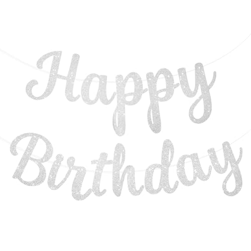 Happy Birthday Banner, Pre-Strung Happy Birthday Dekorationen Glitter Happy Birthday Hintergrund Schild 3 Fuß Happy Birthday Girlande mit Schnur für Frauen Mädchen Prinzessin Geburtstag Party von KALIONE