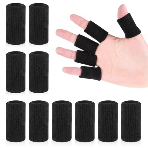 KALIONE 10 Stück Elastische Fingerschützer, Verstellbare Dehnbare Fingerhülle Fingerschützer, Schwarz Kompressions Fingerhülsen, Fingerschützer den Sport von KALIONE