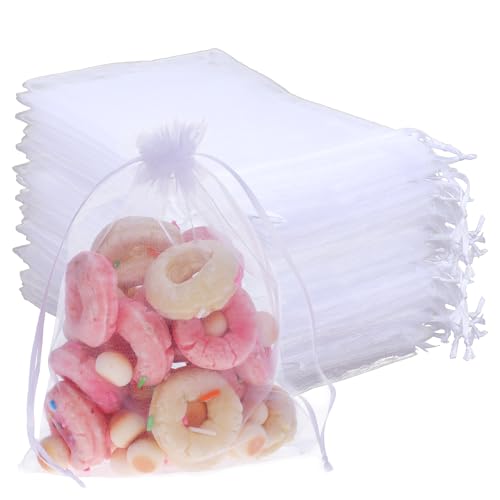 KALIONE 50 Stück Organzasäckchen Hochzeit Organza Beutel 13x18cm Netzbeutel Kordelzug Hochzeitsgeschenkbeutel Netzgeschenkbeutel Sachets Schmuckgeschenkbeutel Keksbeutel für Geschenke Geschenkbeutel von KALIONE