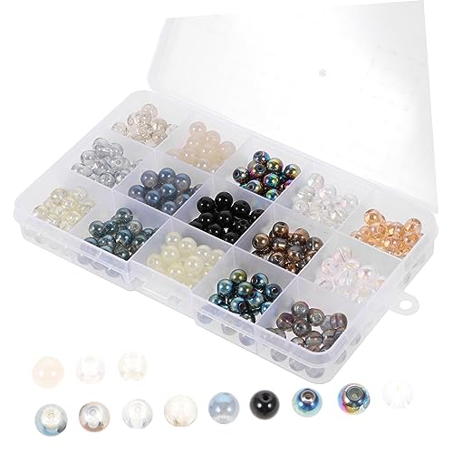 KALLORY 1 Box Runde Perlen Lose Steinperlen Bunte Schmuck Charm Armbänder Armband Perlen Bastelperlen Charms Perlen Schmuckherstellungsset Facettierte Rondelle Perlen Kristalle von KALLORY