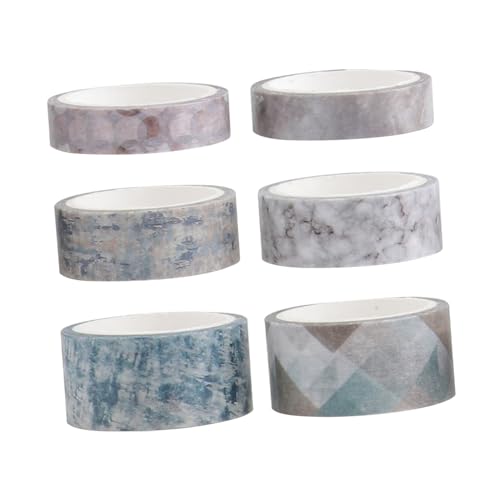 KALLORY 1 Karton 6 Rollen Klebeband Kunsthandwerk funkelnde Aufkleber Washi-Papierband Beschriftungsaufkleber the washi tape washi-tape hand DIY tape Handkonto Papierband Light Grey von KALLORY