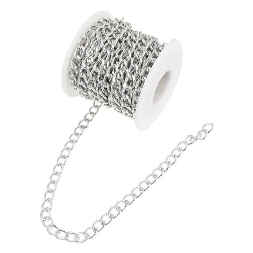 KALLORY 1 Rolle Gepäckkette Bausatz Gliederkette Silberkette Ringe Verschlüsse Perlen Zum Basteln Schmuck Schlüsselbänder Handgefertigte Diy-zubehör Praktische Kofferkette Aluminium Silver von KALLORY