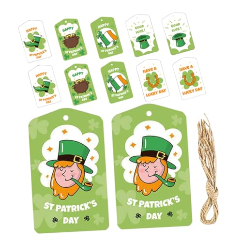 KALLORY 1 Satz 1 Satz Etikettenaufhänger St Patrick'S Day Etiketten Weihnachtsetikettenaufkleber Dankeschön Tags Für Gefälligkeiten St Patrick'S Day Partygeschenke Kleeblatt 12 Stück von KALLORY